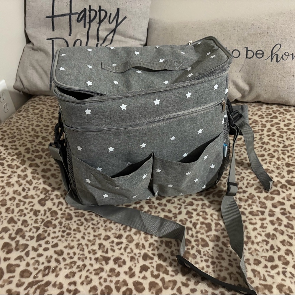 Backpack cooler diaper bag Multiple zippers